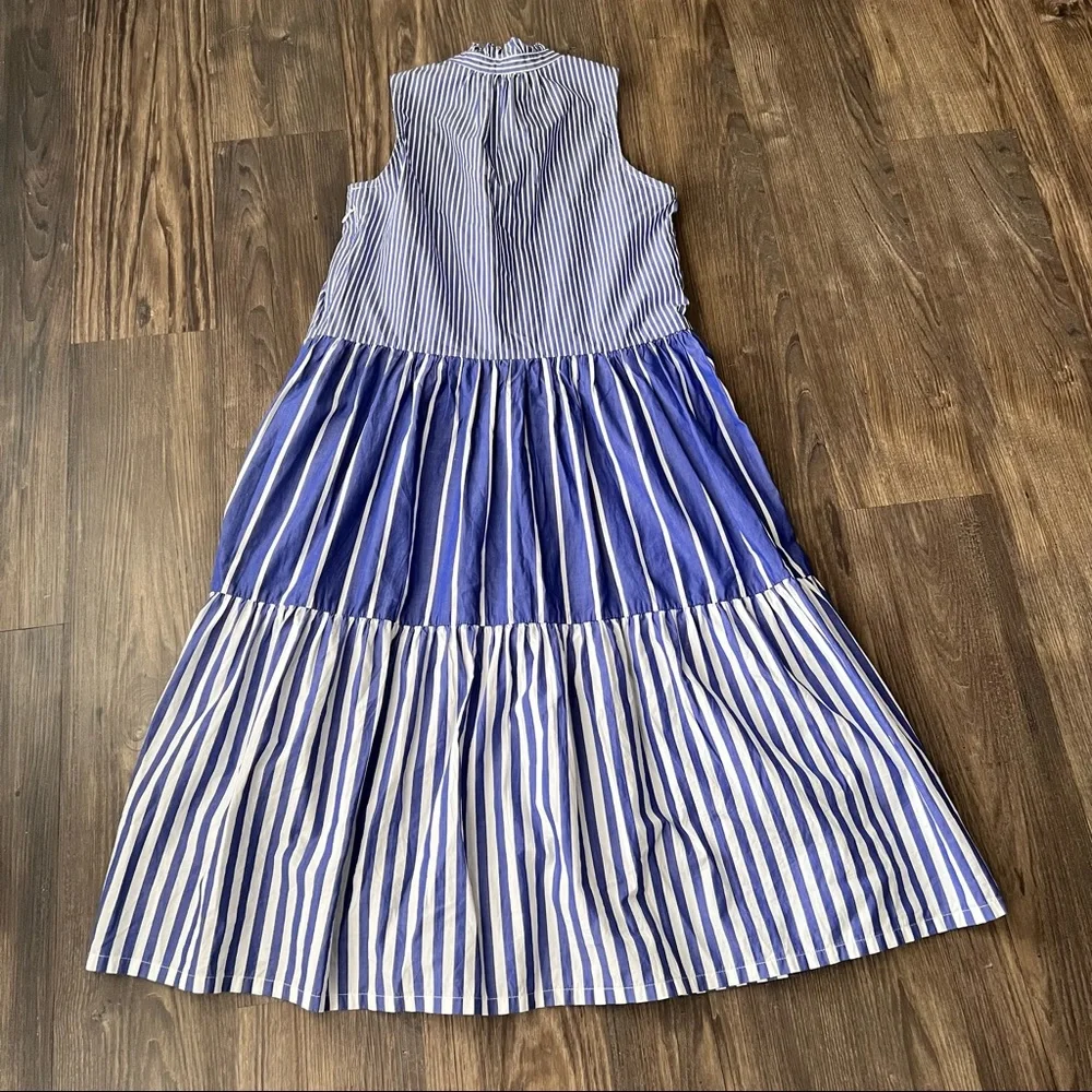 J.Crew Sleeveless Tiered Popover Dress in Mixed Stripe - Picture 3 of 14